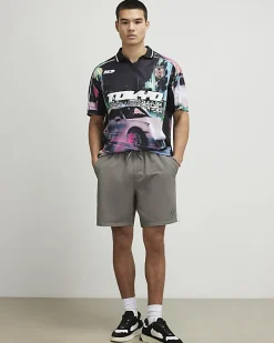 Grey Regular Fit Taped Shorts