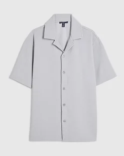 Grey Regular Fit Textured Shirt
