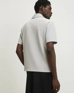Grey Regular Fit Textured Shirt