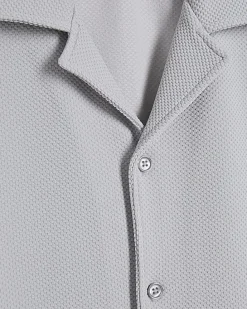 Grey Regular Fit Textured Shirt