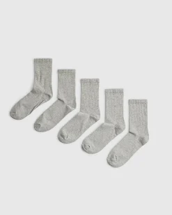 Grey Ribbed Tube Socks Pack Of 5 Socks