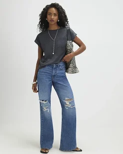 Grey Short Sleeve Burnout Effect T-Shirt