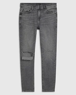 Grey Skinny Fit Ripped Stretch Jeans