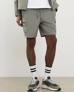 Grey Skinny Fit Stretch Cargo Shorts