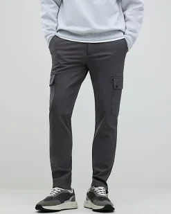 Grey Skinny Stretch Smart Cargo Trousers