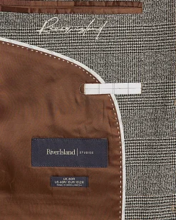 Grey Slim Fit Check Suit Jacket