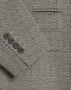 Grey Slim Fit Check Suit Jacket