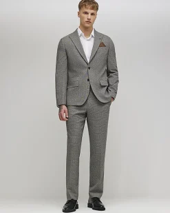 Grey Slim Fit Check Suit Jacket