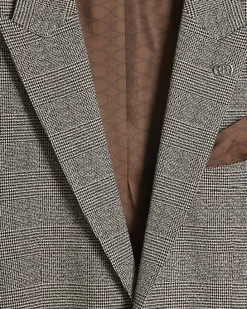 Grey Slim Fit Check Suit Jacket