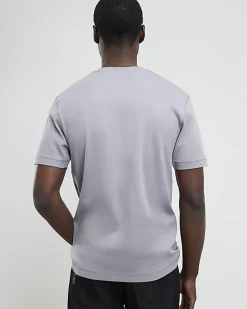 Grey Slim Fit Interlock Crew Neck T-Shirt