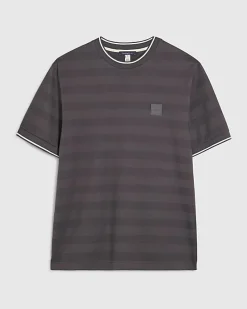Grey Slim Fit Luminis Badge Stripe T-Shirt