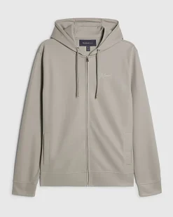 Grey Slim Fit Pique Zip Through Hoodie