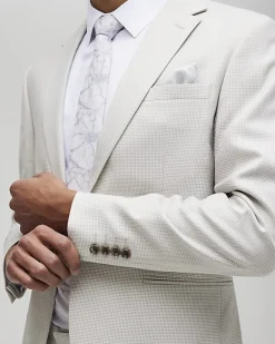 Grey Slim Fit Puppytooth Suit Jacket