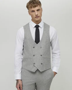 Grey Slim Fit Puppytooth Waistcoat