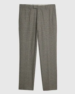 Grey Slim Fit Stretch Check Trousers