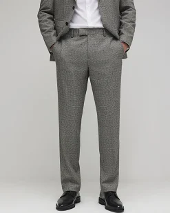 Grey Slim Fit Stretch Check Trousers