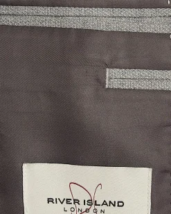 Grey Slim Fit Stretch Textured Suit Jacket