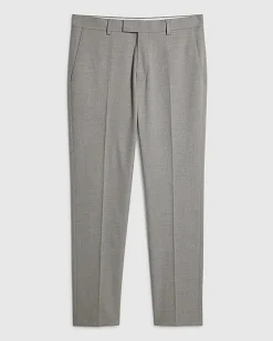 Grey Slim Fit Stretch Textured Suit Trousers