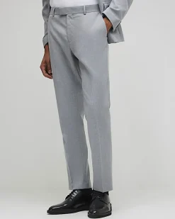 Grey Slim Fit Stretch Textured Suit Trousers