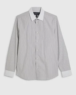 Grey Slim Fit Stripe Shirt