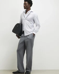 Grey Slim Fit Stripe Shirt