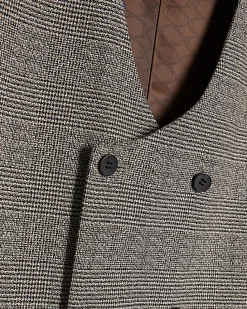 Grey Slim Fit Textured Check Waistcoat