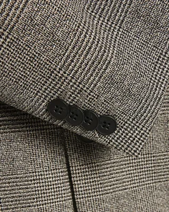 Grey Slim Fit Textured Check Waistcoat