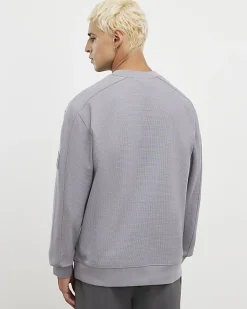 Grey Slim Fit Waffle Pocket Sweatshirt