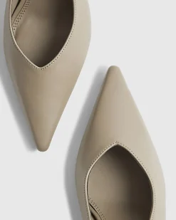 Grey Slingback Logo Court Heels