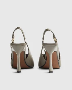 Grey Slingback Logo Court Heels
