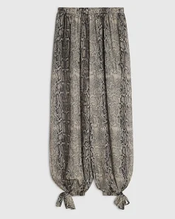 Grey Snake Chiffon Balloon Trousers