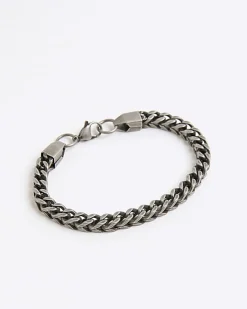 Grey Steel Gunmetal Chunky Bracelet