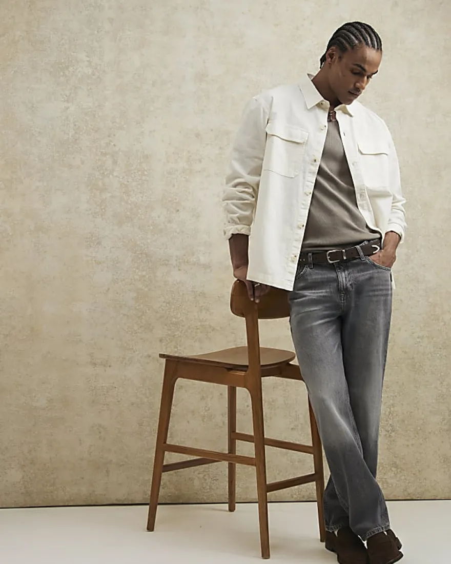 Grey Straight Fit Jeans