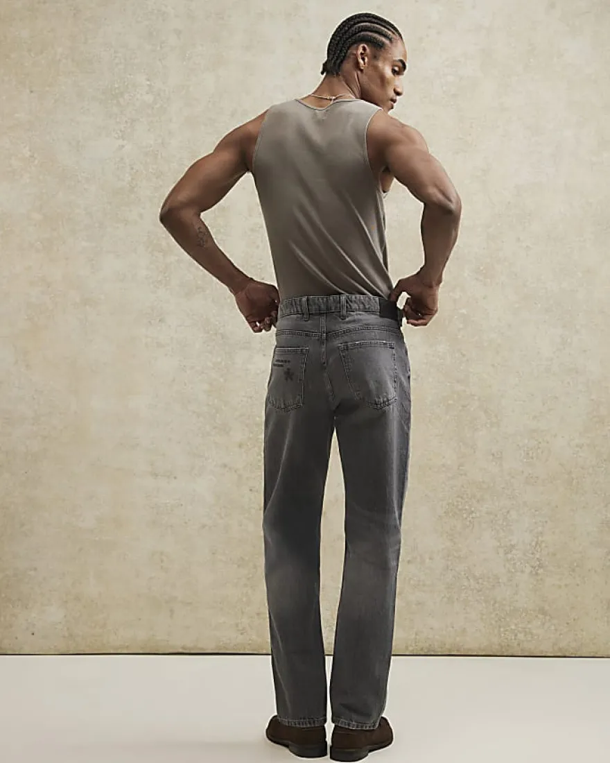 Grey Straight Fit Jeans