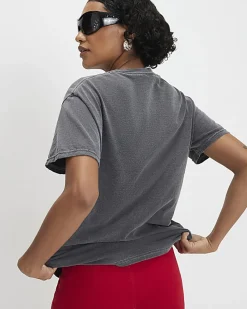 Grey Strawberry Studded Boyfriend Fit T-Shirt