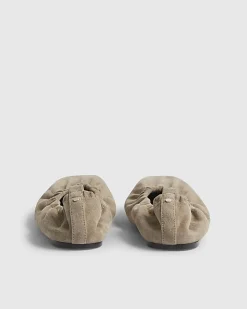 Grey Suede Elastic Ballet Pumps