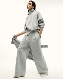Grey Tailored Jersey Wide Leg Trousers