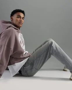 Grey Tapered Fit Stretch Jeans