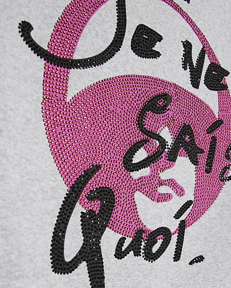 Grey Year Zero Embellished Crop T-Shirt