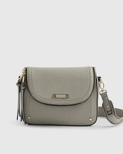 Grey Zip Detail Crossbody Bag