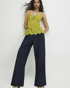 Indigo Wide Leg Tie Front Jeans