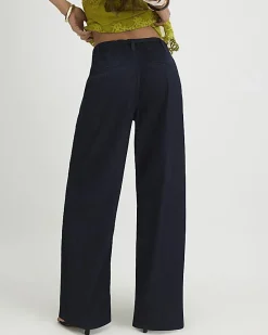 Indigo Wide Leg Tie Front Jeans