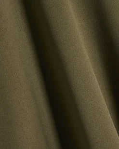 Khaki Asymmetric Lace Satin T-shirt