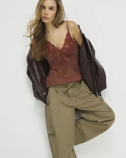 Khaki Barrel Leg Cargo Trousers
