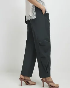Khaki Barrel Leg Trousers