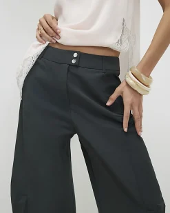 Khaki Barrel Leg Trousers