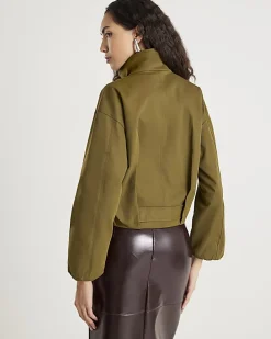 Khaki Belted Bubble Hem Jacket