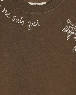 Khaki Crew Neck Embroidered T-Shirt