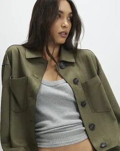 Khaki Faux Suede Overshirt