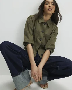 Khaki Faux Suede Overshirt